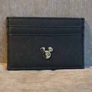 Disney Black Card Holder with Silver Mickey Emblem